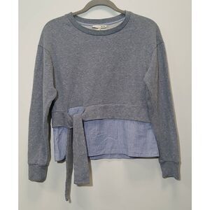 Acote womens small sweater blue with shirt hem cotton four season